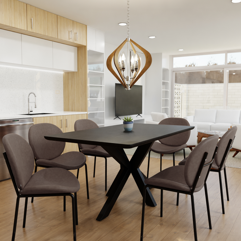 LeisureMod Servos Modern Dining Side Chair with Upholstered Faux Leather Seat and Powder Coated Iron Frame for Kitchen and Dining Room Elephant Grey in Kitchen.