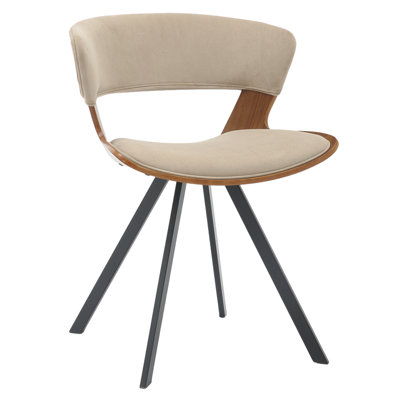 LeisureMod Wooden Dining Chair Modern style Nymia Collection Walnut Color in Light Brown